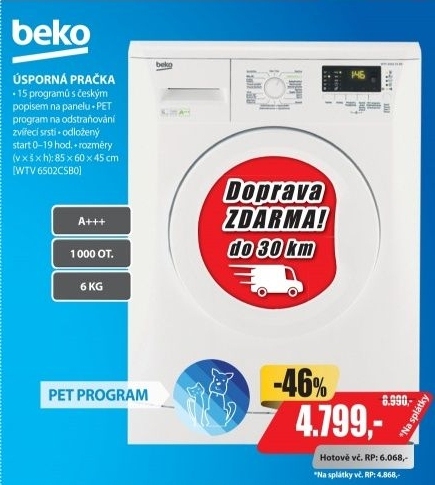 WTV 6502CSB0 PRAČKABEKO A+++