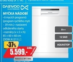 DDW A1211L MYČKA 60 CM A++DAEWOO