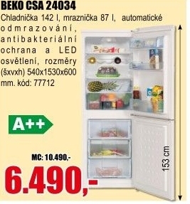 Kombinovaná chladnička BEKO CSA 24034