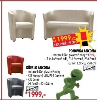 Pohovka ANCONA krémově bílá