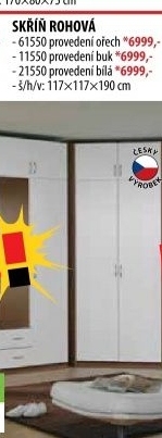 Skříň rohová ESO 61550 ořech / bílá