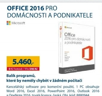 OFFICE 2016 PRO DOMÁCNOSTI A PODNIKATELE