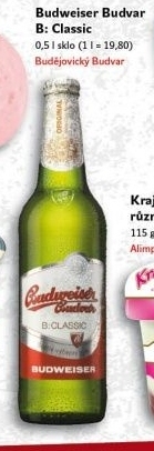 Pivo světlé výčepní B: Classic Budweiser Budvar