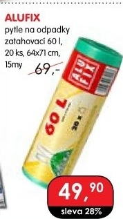 Zatahovací pytle na odpadky 60 l AluFix