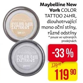 Oční stíny 24H Color Tattoo Maybelline