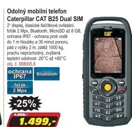 Odolný mobilní telefon Caterpillar CAT B25 Dual SIM
