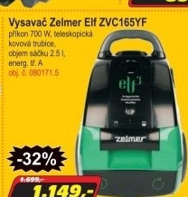 Vysavač Zelmer Elf ZVC165YF