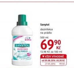 Dezinfekční čistič na prádlo Sanytol
