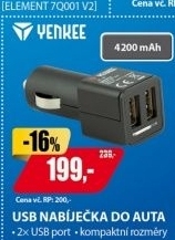 YAC 2001 USB Autonabíječka 4200mA YENKEE