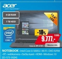 E5-573-392H 15,6 i3-5005U 4G 1T W10 ACER