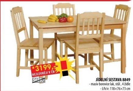 Stůl + 4 židle 8849 lak