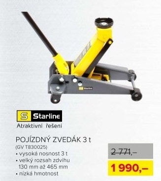 Pojízdný zvedák Starline, nosnost 3 t