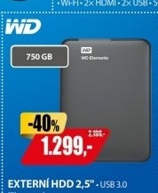 HDD 750GB USB3.0 BK ElementsWD