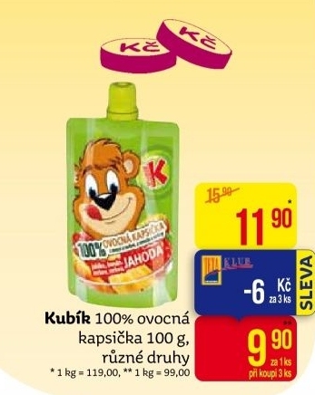 Ovocná kapsička 100% Kubík