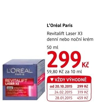 Krém pleťový proti vráskám Laser X3 Renew Revitalift L'Oréal