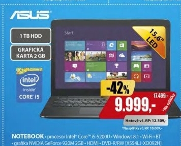 X554LJ-XO092H 15,6 i5 4GB 1TB 2G W8 ASUS