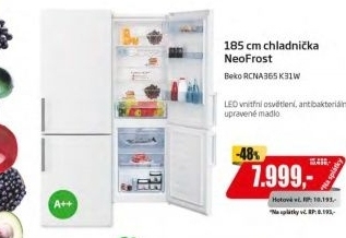 RCNA 365K31W CHLADNIČKA KOMBI. BEKO
