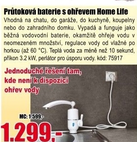 Vodovodní baterie s elektrickým ohřevem vody Termo Quick HomeLife