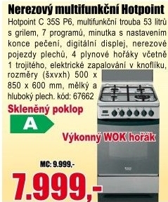 Nerezový multifunkční sporák Hotpoint C35SP6