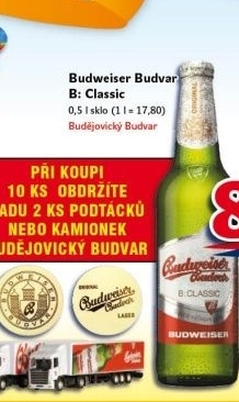 Pivo světlé výčepní B: Classic Budweiser Budvar