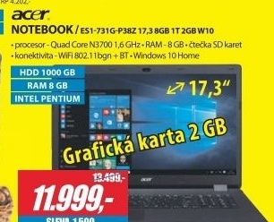 ES1-731G-P38Z 17,3 8GB 1T 2GB W10