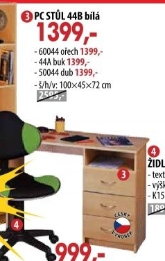 Psací stůl 44 bílá