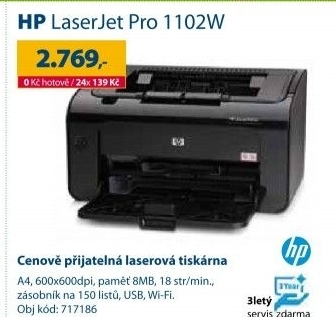 Laserová tiskárna HP LaserJet Pro 1102w