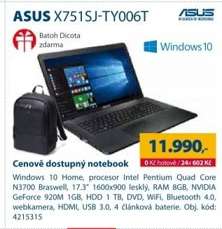Notebook Asus X751SJ-TY006T
