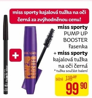 Balíček řasenka Pump Up Booster + kajalová tužka na oči MissSporty