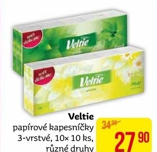 Papírové kapesníčky 3vrstvé Veltie Kleenex