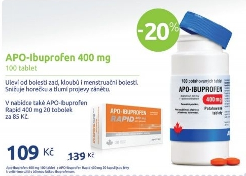 Tablety proti bolesti 400 mg Apo-Ibuprofen