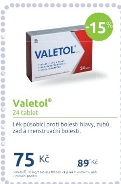 Tablety proti horečce a bolesti Valetol