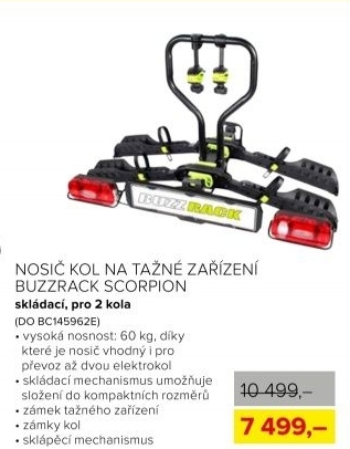 Nosič kol na tažné zařízení BUZZRACK SCORPION, vysoká nosnost