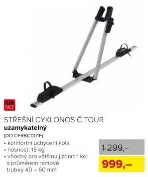 Střešní cyklonosič CarFace TOUR, uzamykatelný