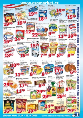 akční leták ESO MARKET 14.9.2016-25.9.2016