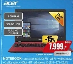 ES1-571-C9JK 15,6FH 4G 500G RED W10 ACER