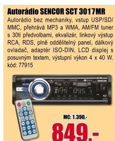 Autorádio Sencor SCT 3017MR
