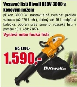 Elektrický vysavač listí Riwall REBV 3000E