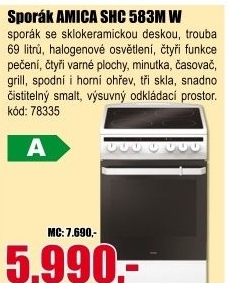 Sklokeramický sporák Amica SHC 583M W