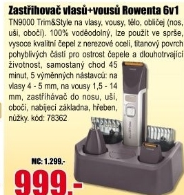 Zastřihovač vlasů a vousů Rowenta TN9000 Trim&amp