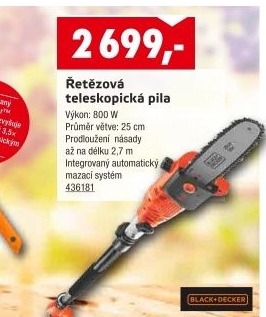 Řetězová teleskopická pila Black&amp