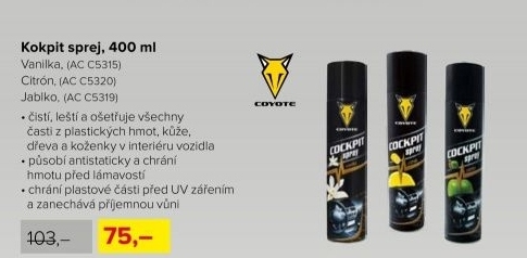 Cockpit spray Coyote Vanilka, 400 ml