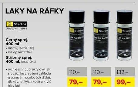Lak na ráfky Starline černý matný, sprej 400 ml