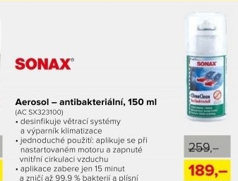 Antibakteriální čistič klimatizace Sonax, 150 ml