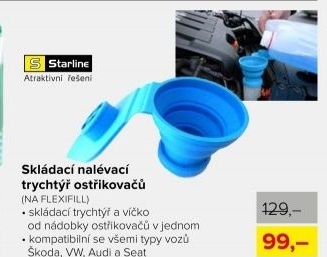 Skládací nalévací trychtýř ostřikovačů