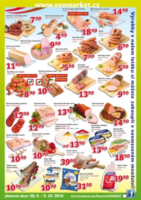 akční leták ESO MARKET 28.9.2016-9.10.2016