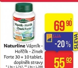 Doplněk stravy Vápník-hořčík-zinek forte Naturline