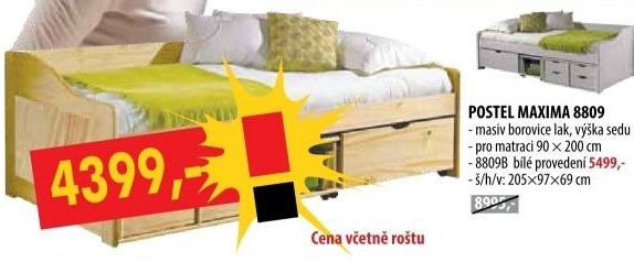 Jednolůžko se zásuvkami MAXIMA 8809 lakované