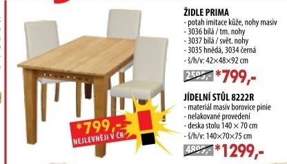 Židle PRIMA bílá/hnědá 3036
