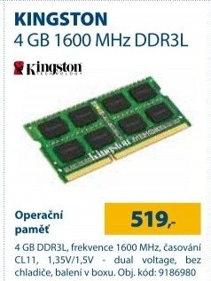Operační paměť Kingston 4GB